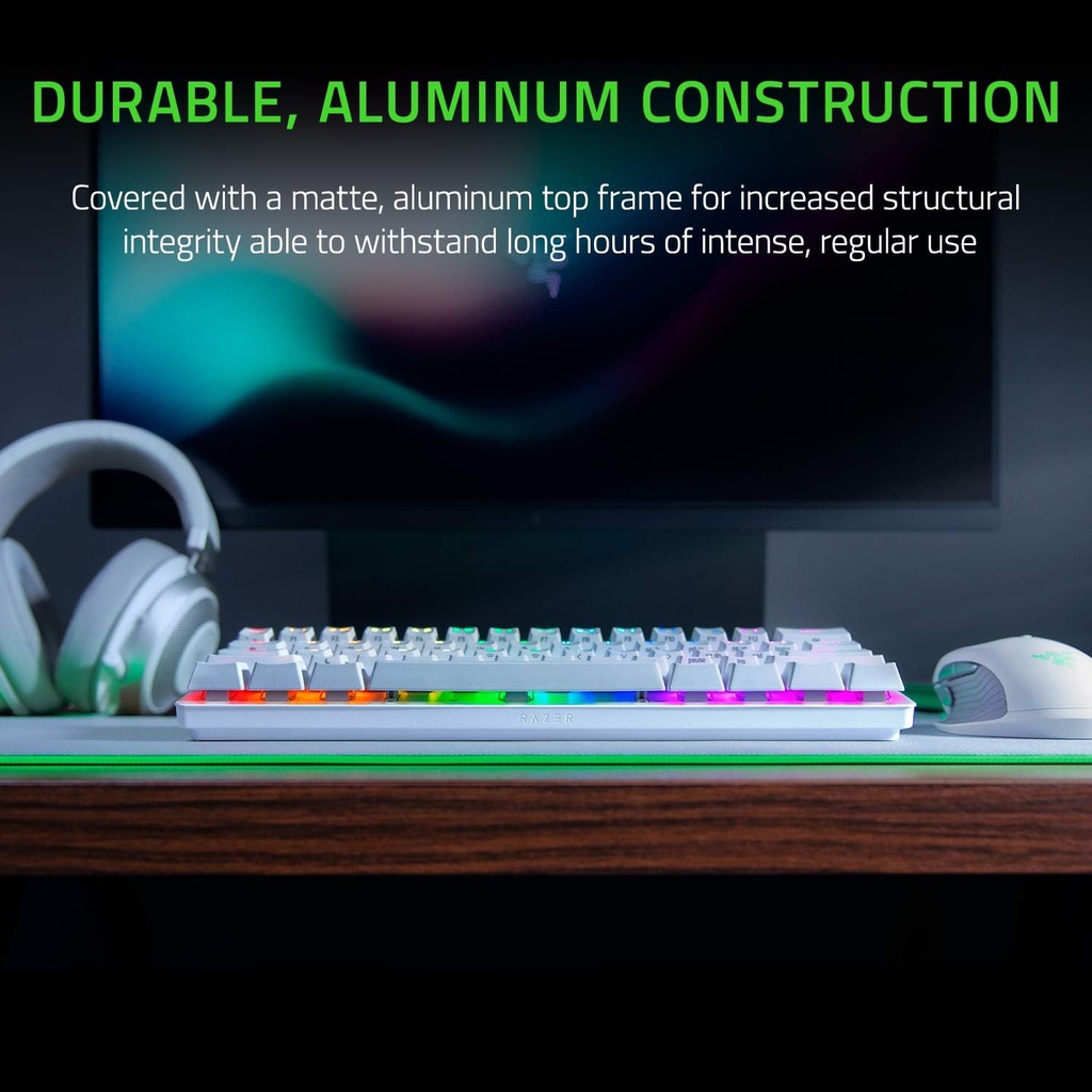 Razer Huntsman Mini Mercury Edition 60% Gaming Keyboard Linear Optical Red Switches & PBT Keycaps