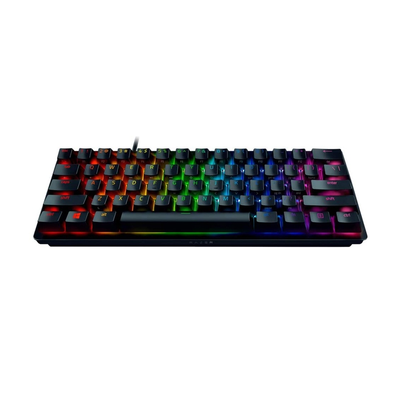 Razer Huntsman Mini 60% Compact Gaming Keyboard: Purple Switch, Clicky Optical-Mechanical Switches, Doubleshot PBT Keycaps, Detachable USB-C Cable, US Layout - Black