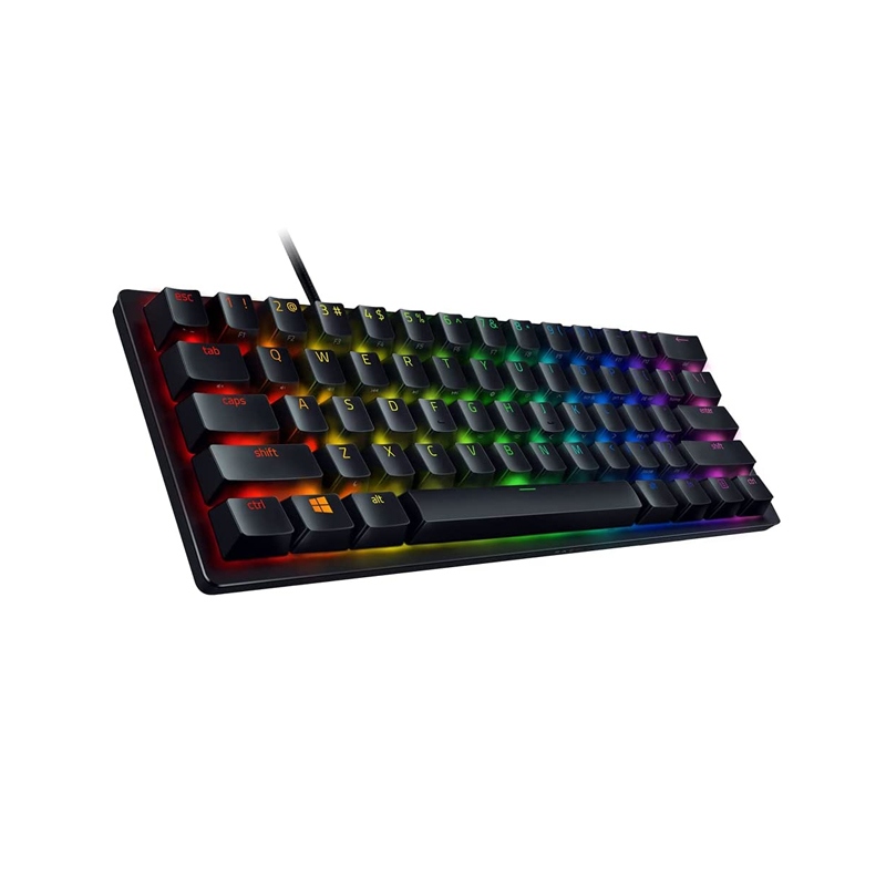 Razer Huntsman Mini 60% Compact Gaming Keyboard: Purple Switch, Clicky Optical-Mechanical Switches, Doubleshot PBT Keycaps, Detachable USB-C Cable, US Layout - Black