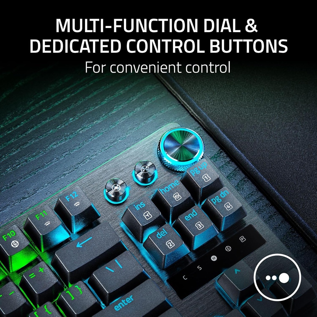 Razer Huntsman V3 Pro TKL Gaming Keyboard: Analog Optical Switches, Rapid Trigger & Adjustable Actuation, Media Keys & Dial, Doubleshot PBT Keycaps - Wrist Rest - Black