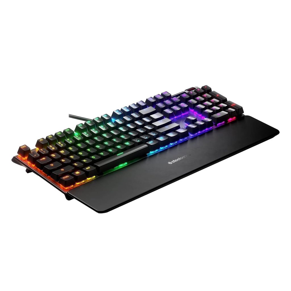 SteelSeries Apex 5 Hybrid Blue Switch RGB Mechanical Gaming Keyboard, Illumination OLED Smart Display, Premium Magnetic Wrist Rest, Dedicated Multimedia Controls, For PC/PS5 & Xbox