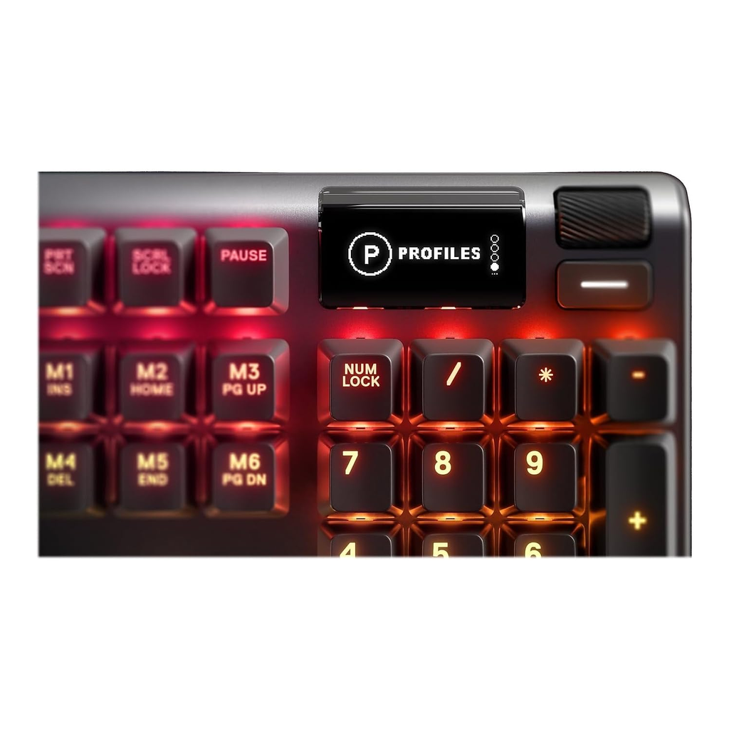 SteelSeries Apex 5 Hybrid Blue Switch RGB Mechanical Gaming Keyboard, Illumination OLED Smart Display, Premium Magnetic Wrist Rest, Dedicated Multimedia Controls, For PC/PS5 & Xbox
