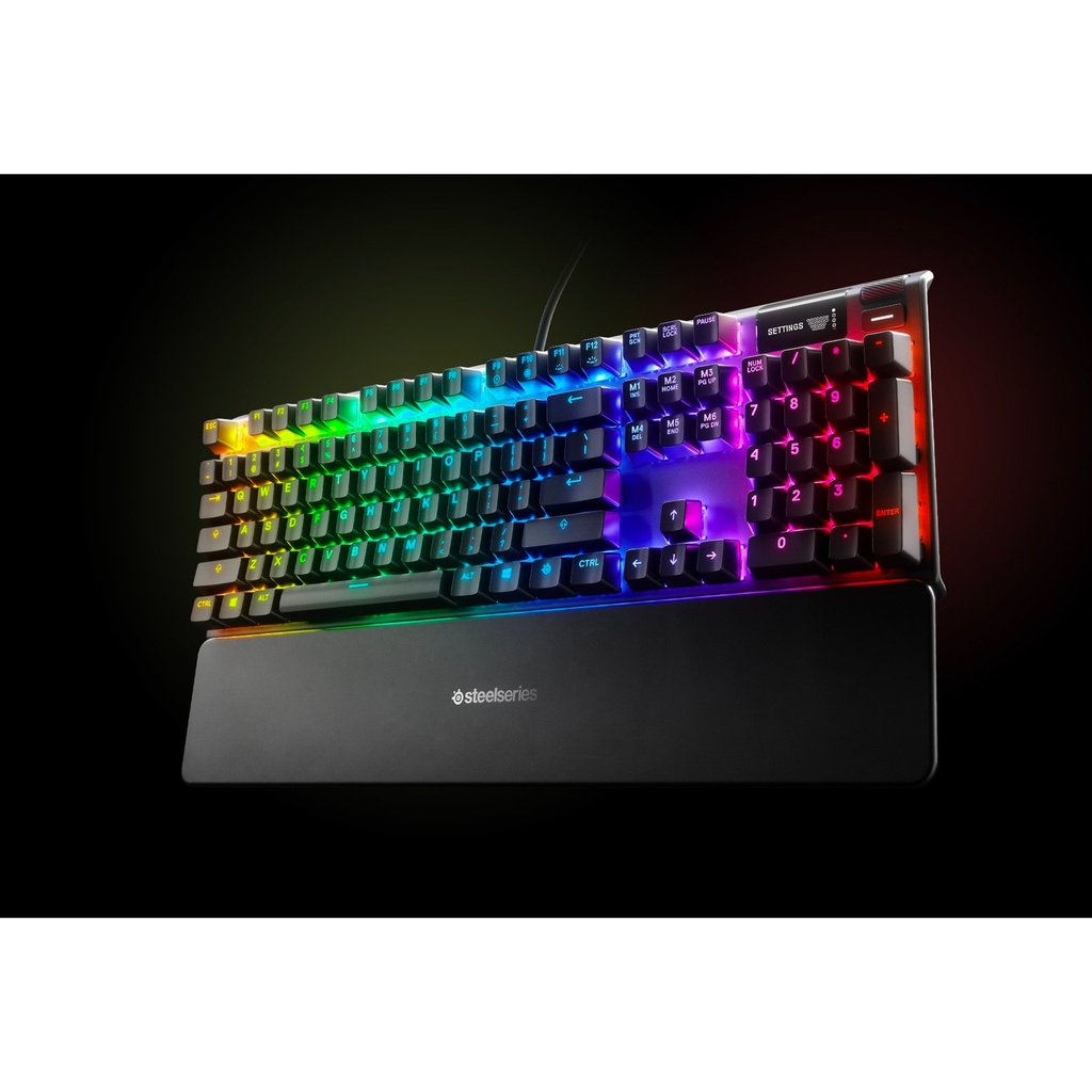 SteelSeries Apex 7 Mechanical Wired RGB Red Switches Gaming Keyboard, OLED Smart Display, Dedicated Multimedia Controls, Premium Magnetic Wrist Rest, For PC/PS5 & Xbox