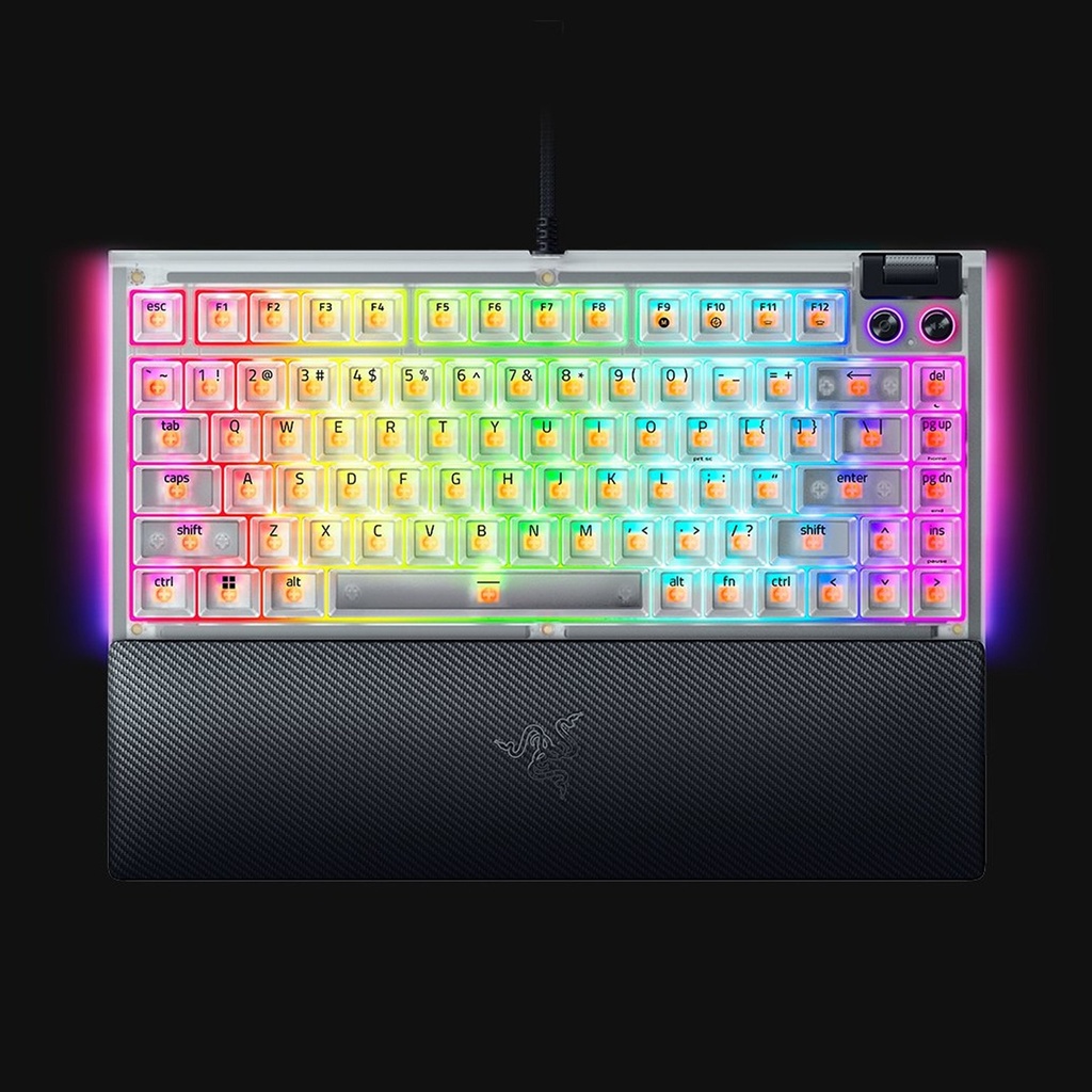 Razer BlackWidow V4 75% Phantom White Edition Hot-Swappable Mechanical Wired Gaming Keyboard Tactile & Quiet Switch