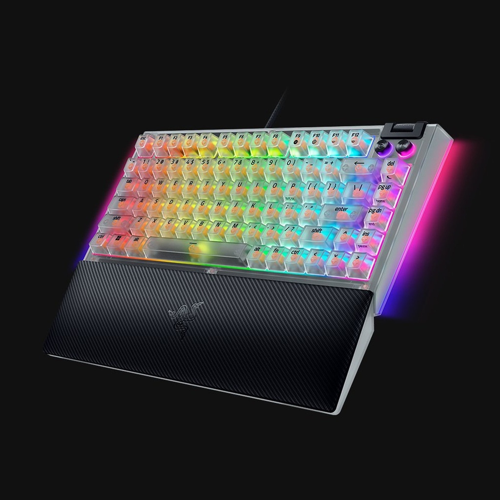 Razer BlackWidow V4 75% Phantom White Edition Hot-Swappable Mechanical Wired Gaming Keyboard Tactile & Quiet Switch