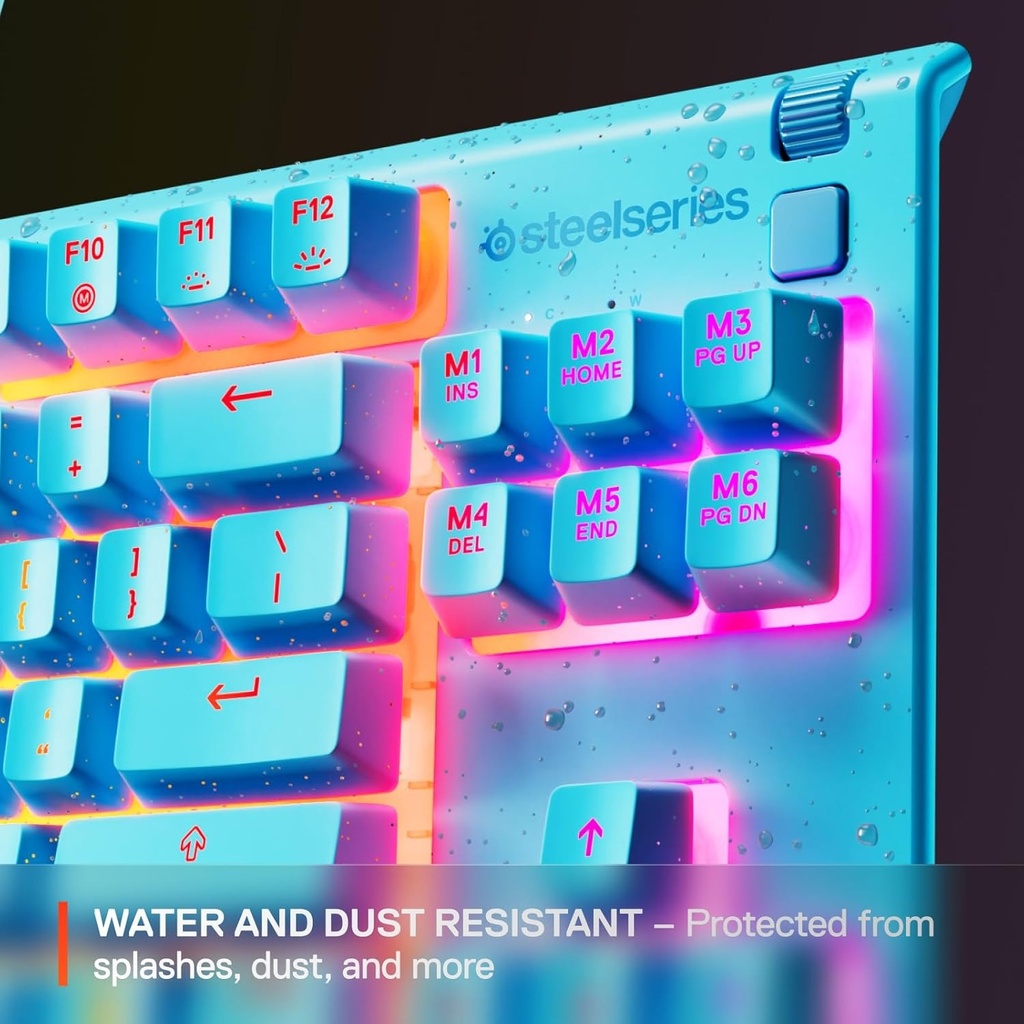 SteelSeries Apex 3 TKL Wired RGB Gaming Keyboard Water and Dust Resistant Whisper Quiet Switches - Aqua