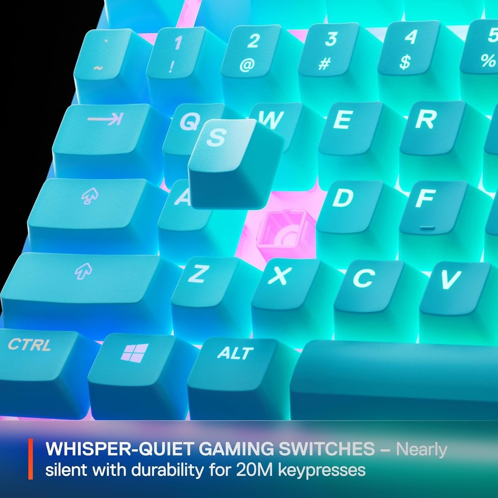 SteelSeries Apex 3 TKL Wired RGB Gaming Keyboard Water and Dust Resistant Whisper Quiet Switches - Aqua