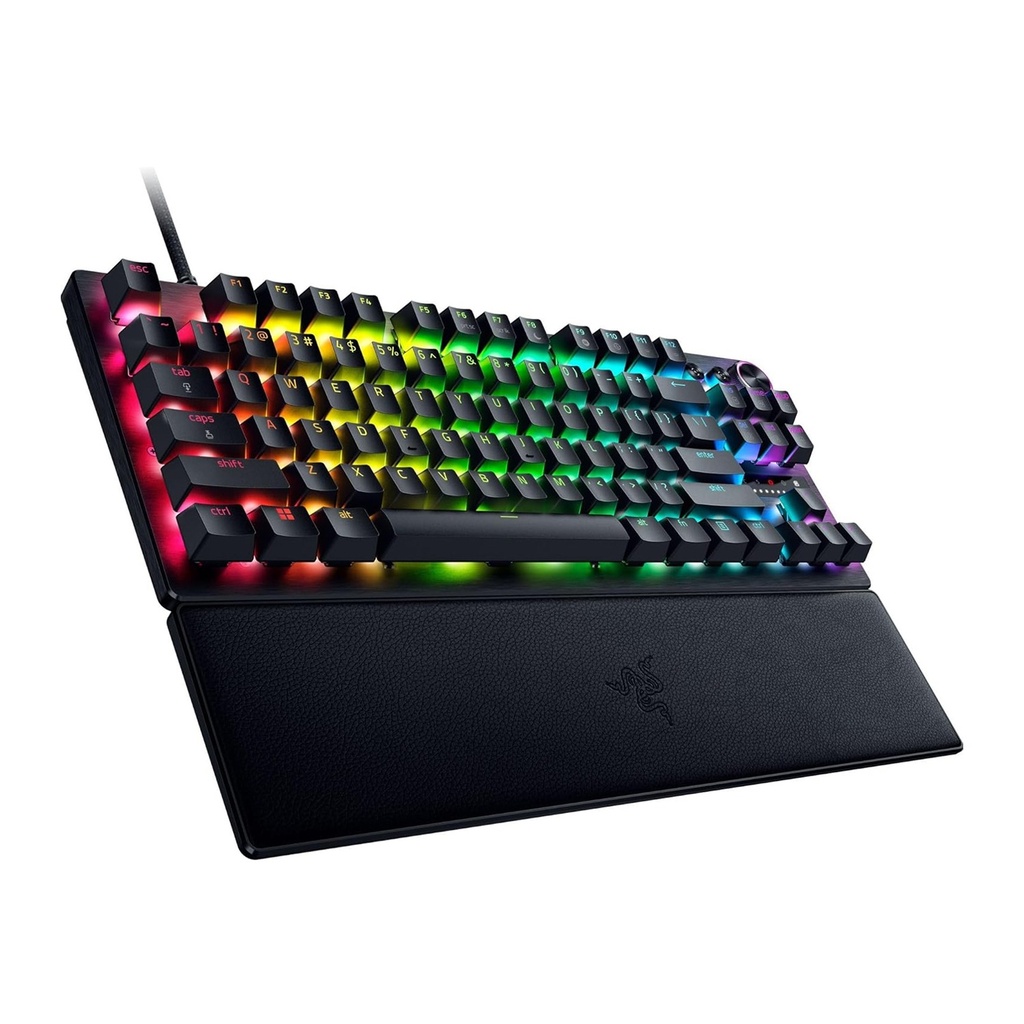 Razer Huntsman V3 Pro TKL Esports Gaming Keyboard, Analog Optical Switches, Razer Snap Tap, Rapid Trigger, Adjustable Actuation, Media Keys & Dial, Doubleshot PBT Keycaps, Wrist Rest, Black | RZ03-04980200-R3U1