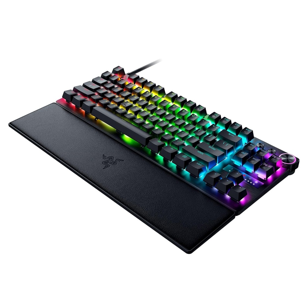 Razer Huntsman V3 Pro TKL Esports Gaming Keyboard, Analog Optical Switches, Razer Snap Tap, Rapid Trigger, Adjustable Actuation, Media Keys & Dial, Doubleshot PBT Keycaps, Wrist Rest, Black | RZ03-04980200-R3U1