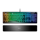 SteelSeries Apex 3 Wired-USB RGB Membrane Gaming Keyboard, 10-Zone RGB Illumination, IP32 Water Resistant, Premium Magnetic Wrist Rest, Whisper Quiet Switches - Black | US 64795