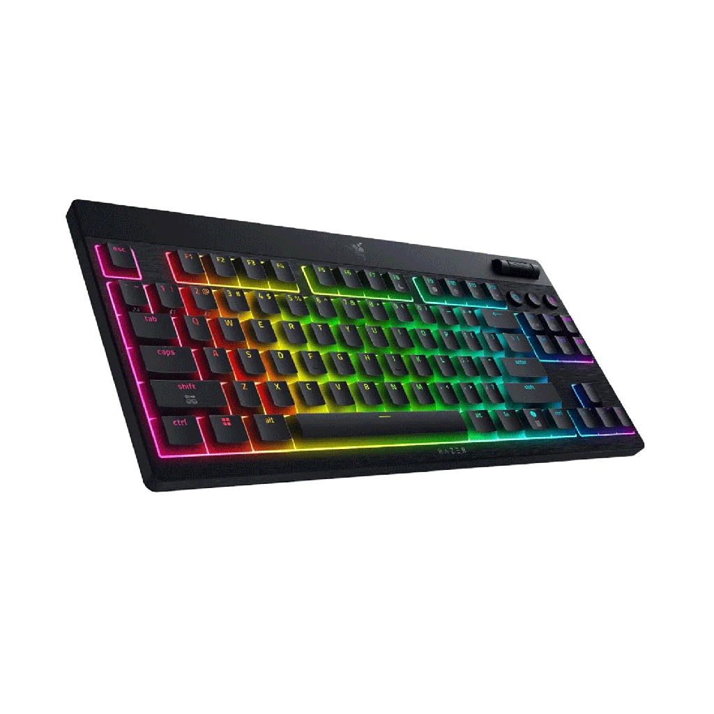 Razer BlackWidow V4 TKL HyperSpeed Wireless/Bluetooth/Wired Chroma RGB Gaming Keyboard, Yellow Linear Switches,Up to 980 Hrs Battery Life, Black | RZ03-05450100-R3M1