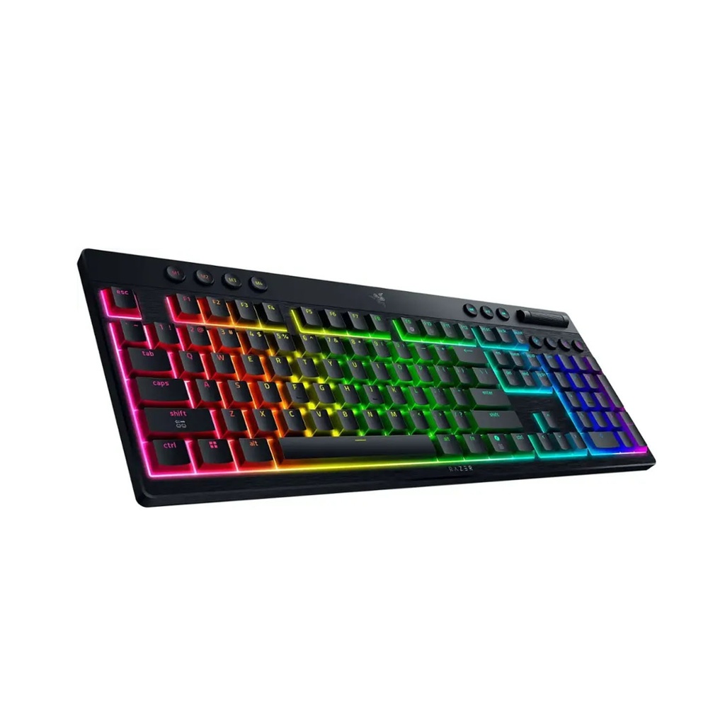 Razer BlackWidow V4 Low-Profile HyperSpeed Wireless/ Bluetooth/Wired Chroma RGB Gaming Keyboard,Linear Yellow Switches,Up to 980 Hrs Battery Life, Black | RZ03-05271500-R3M1