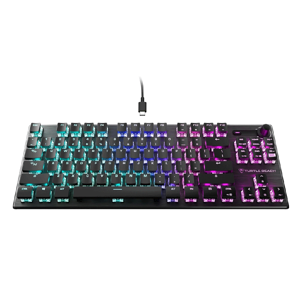 Turtle Beach Vulcan TKL Wired Mechanical Gaming Keyboard, AIMO RGB Lighting, Linear TITAN Switches, Aluminum Top Plate, Detachable USB-C Cable, Black | TBK-2001-01-US