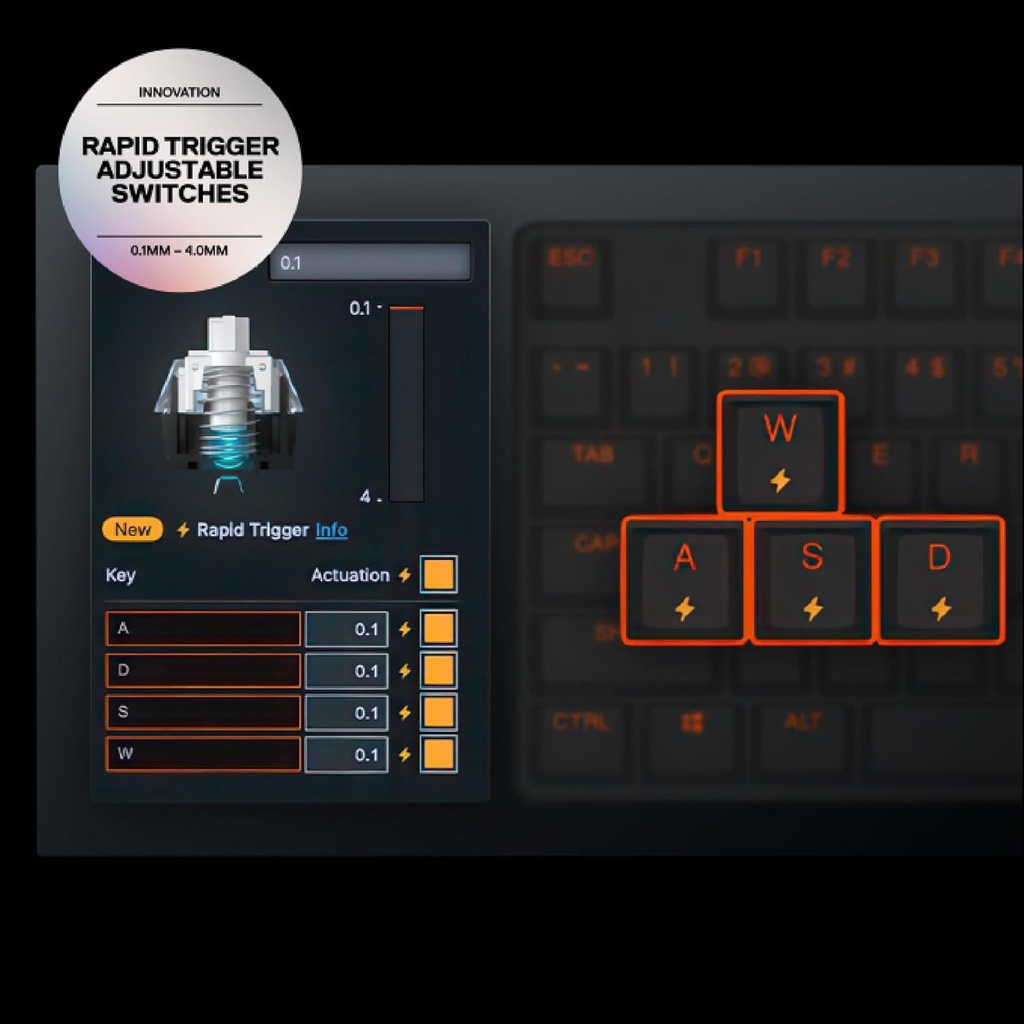 SteelSeries Apex Pro Mini Adjustable Switches With Rapid Trigger + Rapid Tap OMNI Point 3.0 Switches - Black