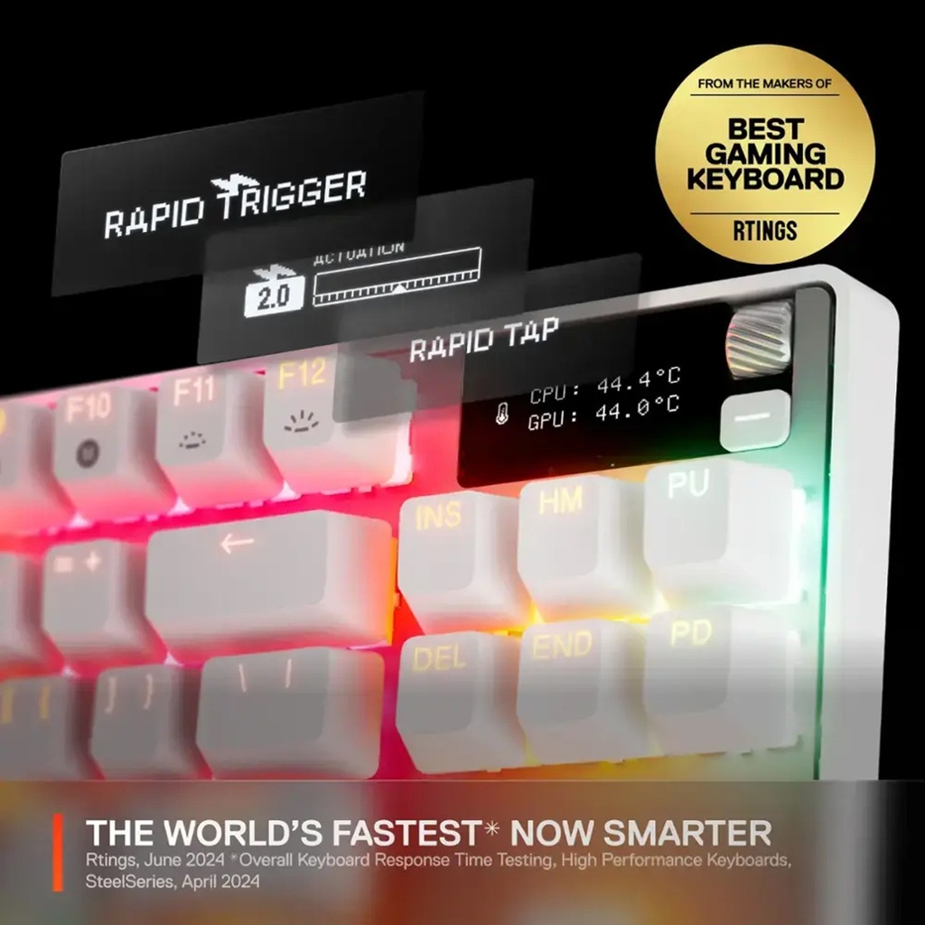 SteelSeries Apex Pro TKL Gen 3 Adjustable Switches With Rapid Trigger + Rapid Tap - White