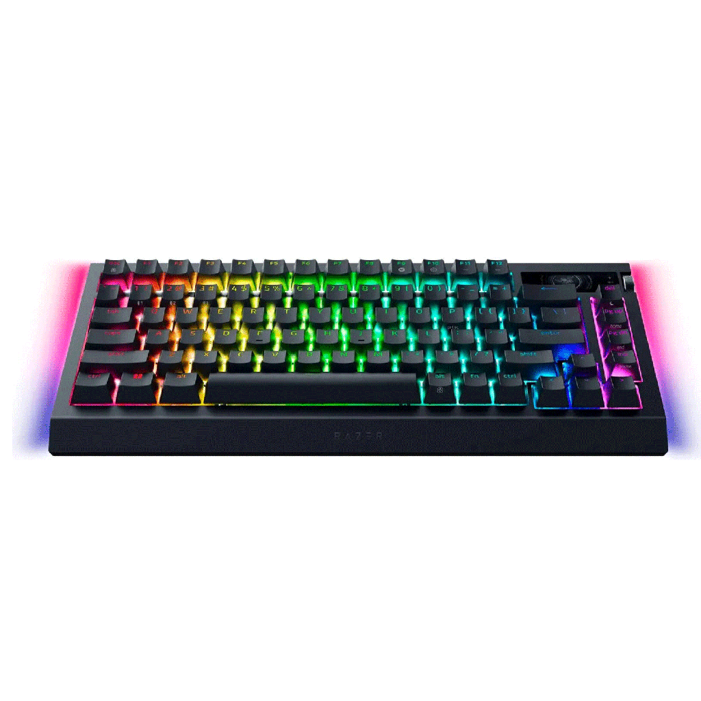 Razer Black Widow V4 Pro 75% Wireless/Bluetooth 5.1 Hot-Swappable Gaming Keyboard OLED Display With Razer Command Dial - Black