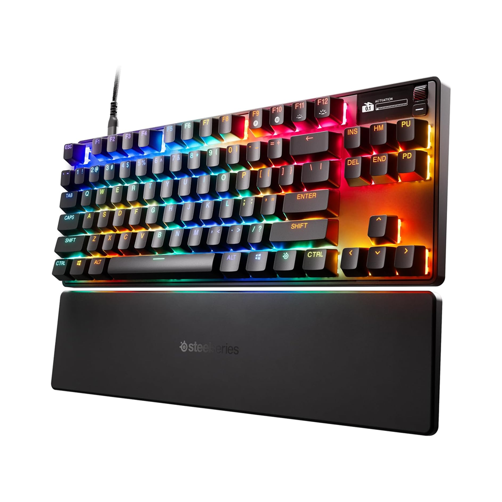 SteelSeries Apex Pro Esports TKL Gen 3 Mechanical Wired Gaming Keyboard, Omnipoint 3.0 Smarter GG QuickSet, Dynamic Per-Key RGB Illumination, OLED Smart Display, Magnetic Wrist Rest, For PC/PS5 & Xbox