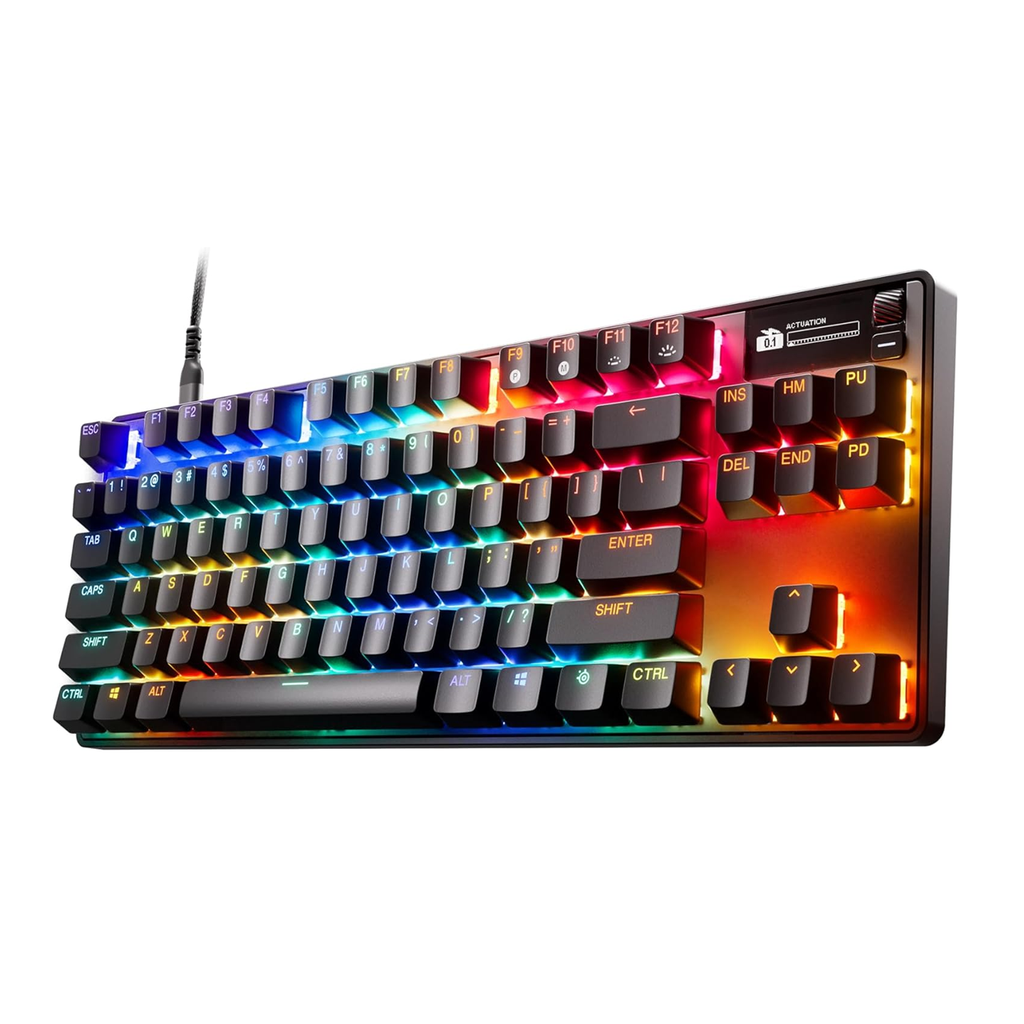 SteelSeries Apex Pro Esports TKL Gen 3 Mechanical Wired Gaming Keyboard, Omnipoint 3.0 Smarter GG QuickSet, Dynamic Per-Key RGB Illumination, OLED Smart Display, Magnetic Wrist Rest, For PC/PS5 & Xbox