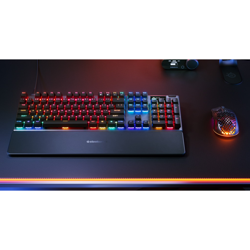 SteelSeries Apex Pro Gen 3 Wired Gaming Keyboard,OmniPoint 3.0 Adjustable Hyper Magnetic Switches, OLED Smart Display Dynamic Per-Key RGB illumination, Magnetic Wrist Rest, For PC/PS5 & Xbox