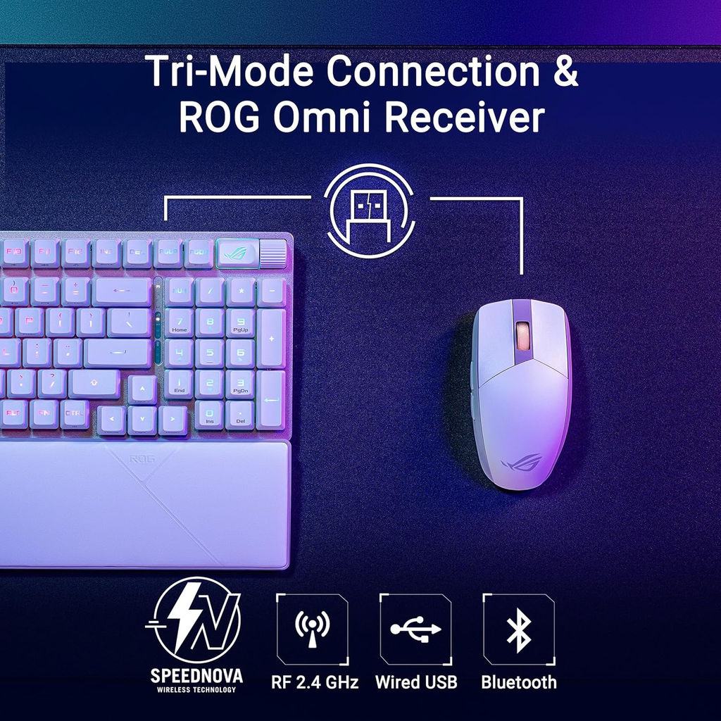 Asus X902 Rog Strix Scope II 96 RX Wireless Optical Mechanical Gaming Keyboard Rog RX Blue Switch Clicky And Speedy (Arabic) - White