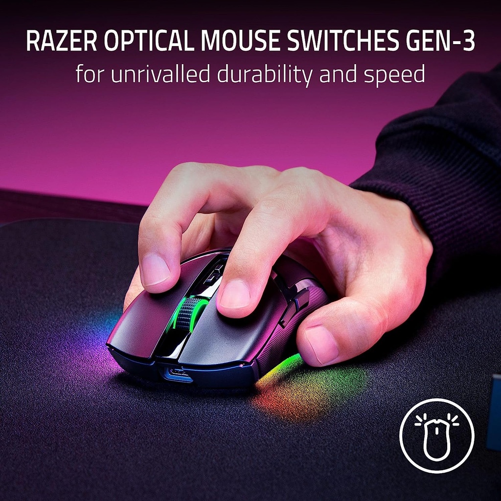 Razer Cobra Pro HyperSpeed Wireless/Bluetooth/Wired 30K DPI Gaming Mouse, 10 Customizable Control Focus Gen-3 Switches, Up to 170 Hrs Bluetooth/100 Hrs on Hyperspeed Wireless - Black