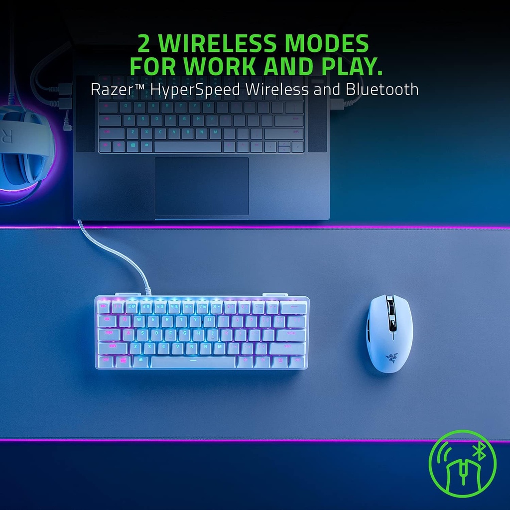 Razer Orochi V2 Mobile Wireless/Bluetooth Mouse Ultra Lightweight, 2 Wireless Modes, Up to 950hrs Battery Life, 5G Advanced 18K DPI Optical Sensor – White