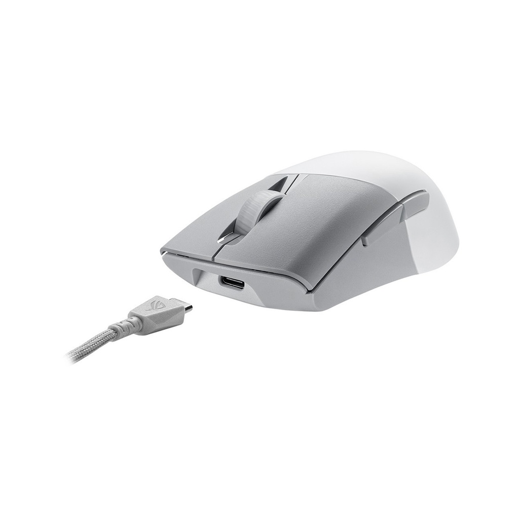ASUS ROG Keris AimPoint Wireless Gaming Mouse, 2.4GHz & BT, 36000 dpi, AimPoint Optical Sensor, 5 Prog Buttons with Shortcuts, 650 IPS Max Speed, Up to 119H Battery - White | 90MP02V0-BMUA10