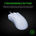 Razer DeathAdder Essential Gaming Mouse: 6400 DPI Optical Sensor, 5 Programmable Buttons, Mechanical Switches, Rubber Side Grips - White