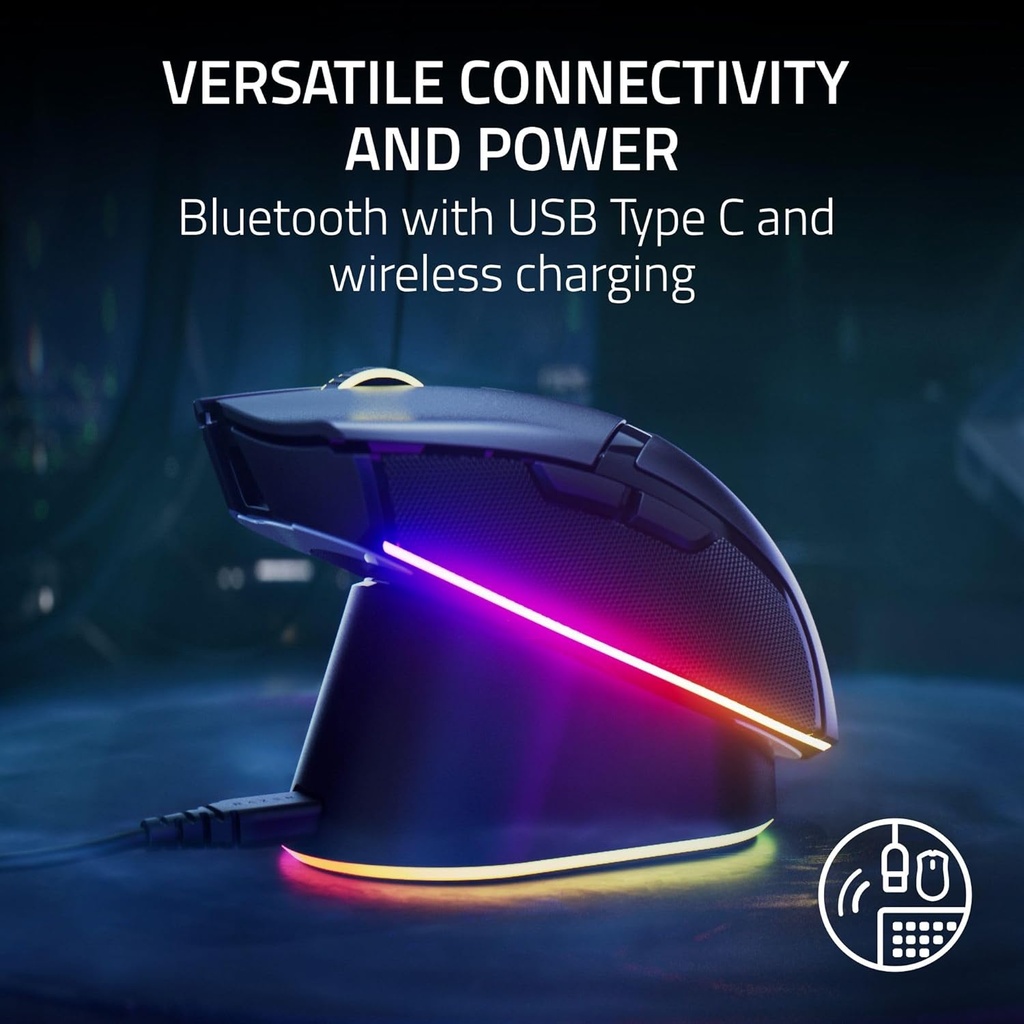 Razer Cobra Pro HyperSpeed Wireless/Bluetooth/Wired 30K DPI Gaming Mouse, 10 Customizable Control Focus Gen-3 Switches, Up to 170 Hrs Bluetooth/100 Hrs on Hyperspeed Wireless - White