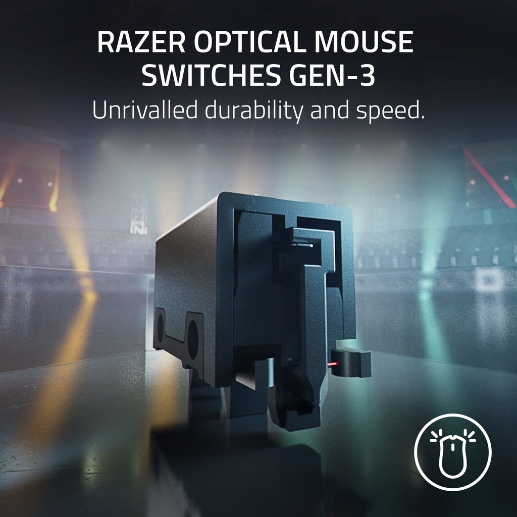 Razer DeathAdder V3 HyperSpeed Wireless Esports Gaming Mouse: 55 g Lightweight, Ergonomic & Smooth Touch Texture, Gen 3 Optical Switches, Focus X 26K Optical Sensor - Black