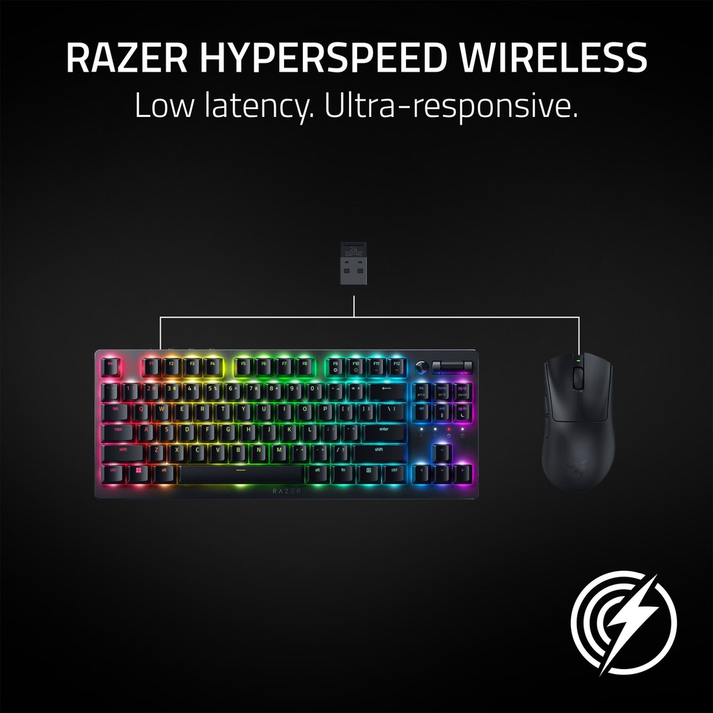 Razer DeathAdder V3 HyperSpeed Wireless Esports Gaming Mouse: 55 g Lightweight, Ergonomic & Smooth Touch Texture, Gen 3 Optical Switches, Focus X 26K Optical Sensor - Black