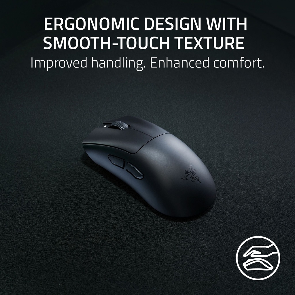 Razer DeathAdder V3 HyperSpeed Wireless Esports Gaming Mouse: 55 g Lightweight, Ergonomic & Smooth Touch Texture, Gen 3 Optical Switches, Focus X 26K Optical Sensor - Black