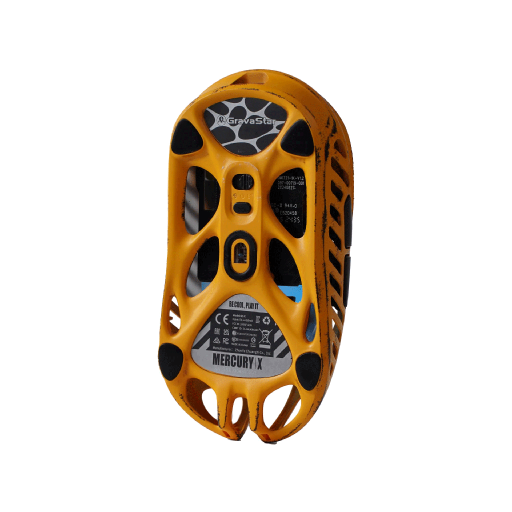 GravaStar Mercury X Magnesium Alloy Frame Wireless/Bluetooth/Wired Gaming Mouse Special Edition - Battle Worn Yellow