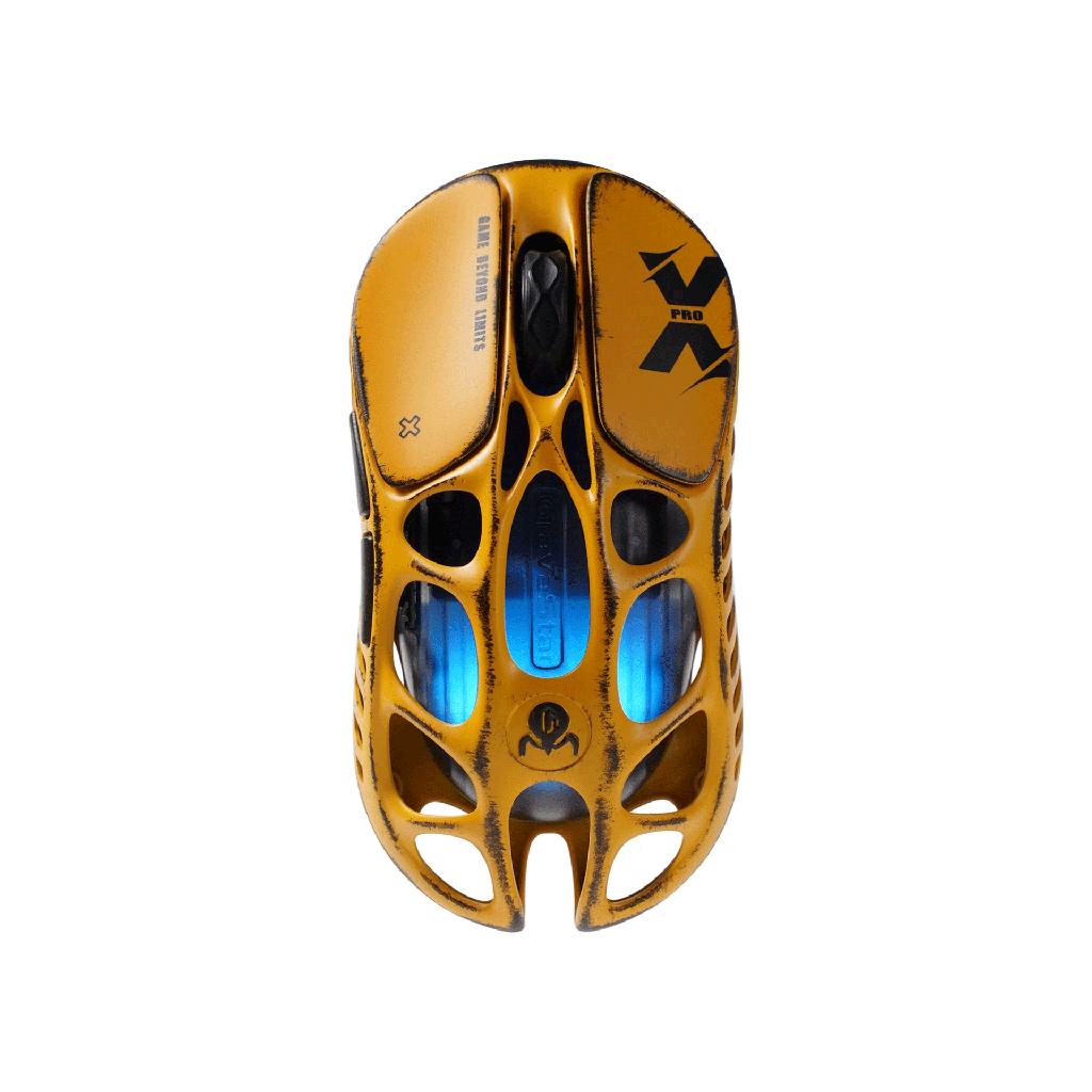 GravaStar Mercury X Magnesium Alloy Frame Wireless/Bluetooth/Wired Gaming Mouse Special Edition - Battle Worn Yellow