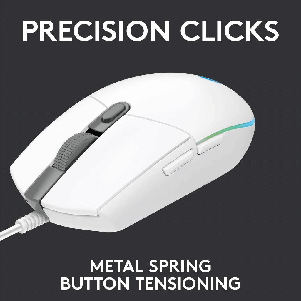 Logitech G102 LightSync RGB Lighting 6 Programable buttons Wired Gaming Mouse - White