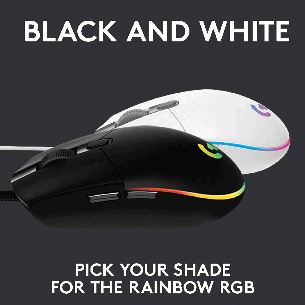 Logitech G102 LightSync RGB Lighting 6 Programable buttons Wired Gaming Mouse - White