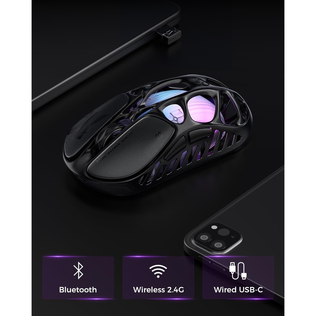 Gravastar Mercury X Magnesium Alloy Frame Wireless/Bluetooth/Wired Gaming Mouse - Grey