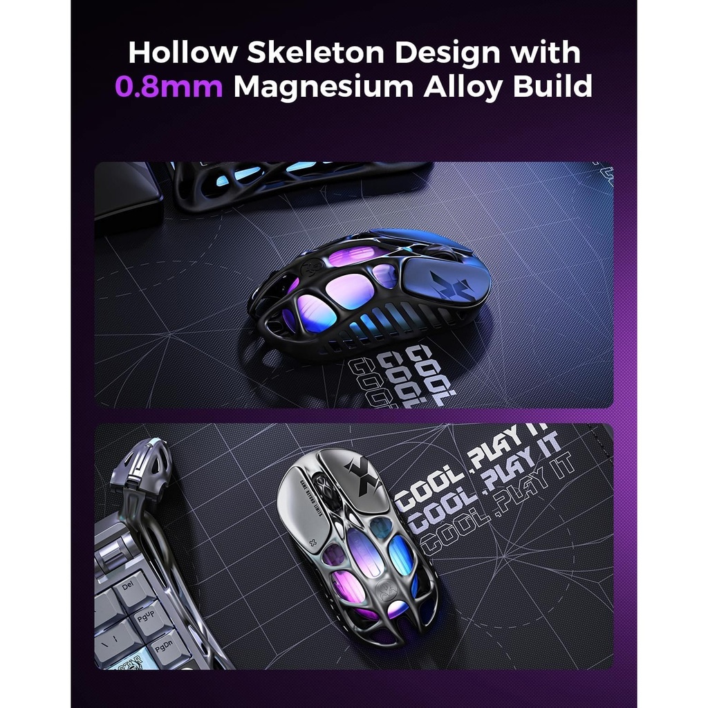 Gravastar Mercury X Magnesium Alloy Frame Wireless/Bluetooth/Wired Gaming Mouse - Grey