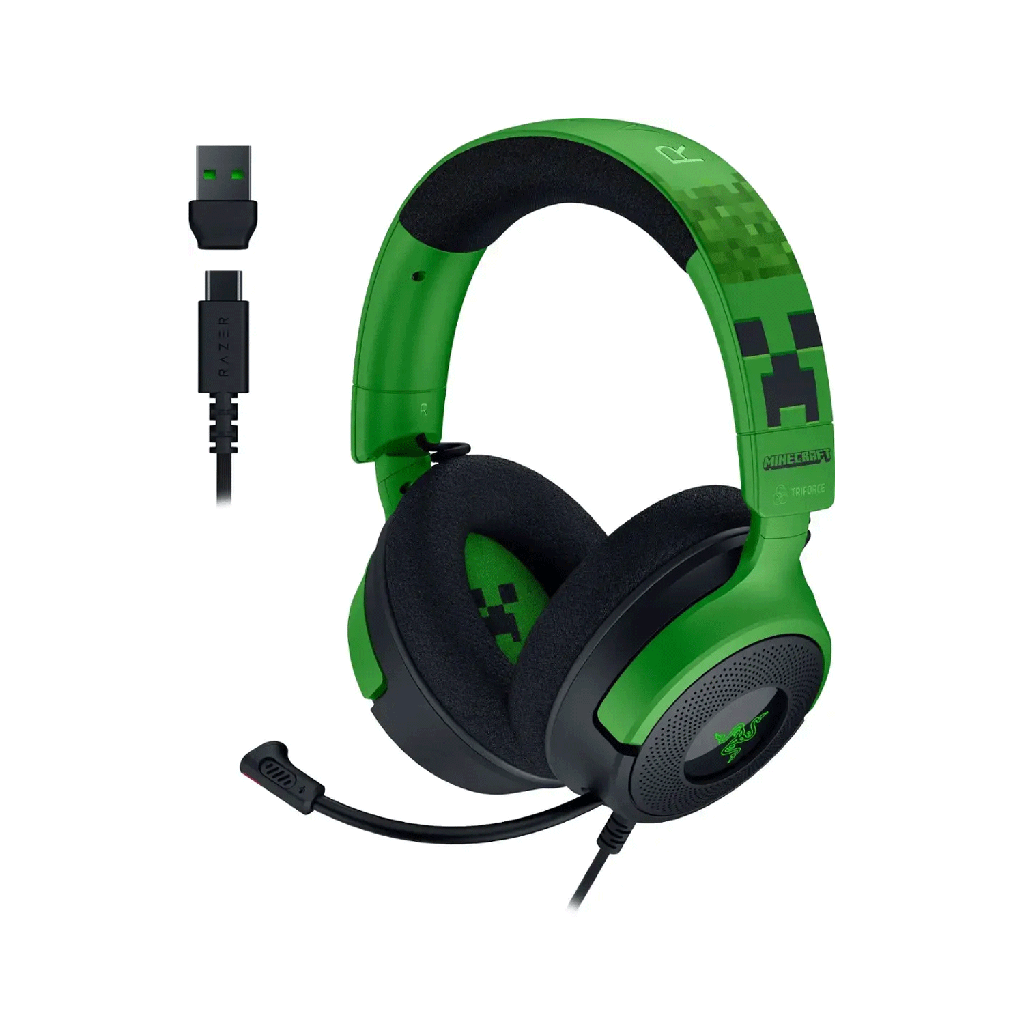 Razer Minecraft Edition Gaming bundle - Razer Kraken V4 X Gaming Headset + Razer Cobra Gaming Mouse + Razer Gigantus V2 Cloth Gaming Mouse Pad