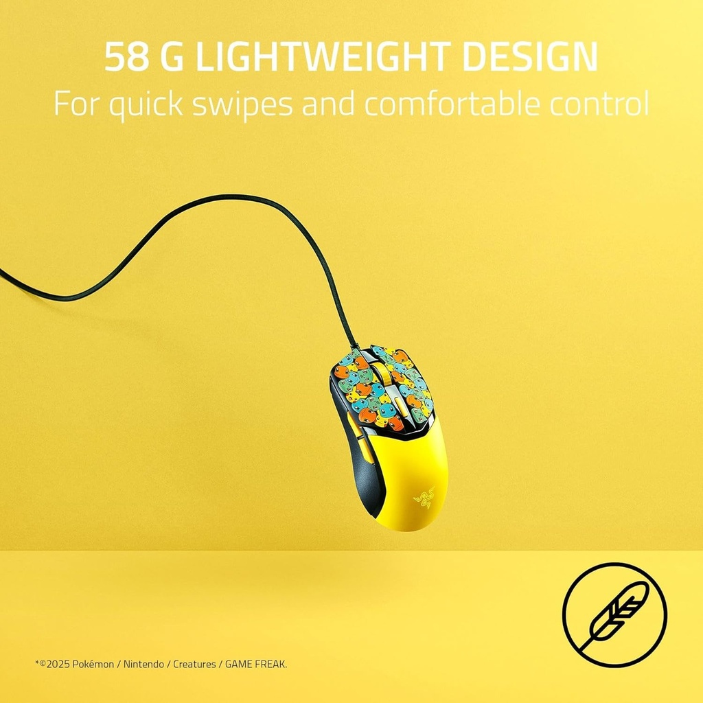 Razer Cobra Pokémon Edition, 58g Lightweight Wired Gaming Mouse, 8500 DPI Sensor, Optical Mouse Switches 3th Gen, Chroma Lighting with Gradient Underglow, Speedflex Cable, Pokémon Kanto | RZ01-04650400-R3M1