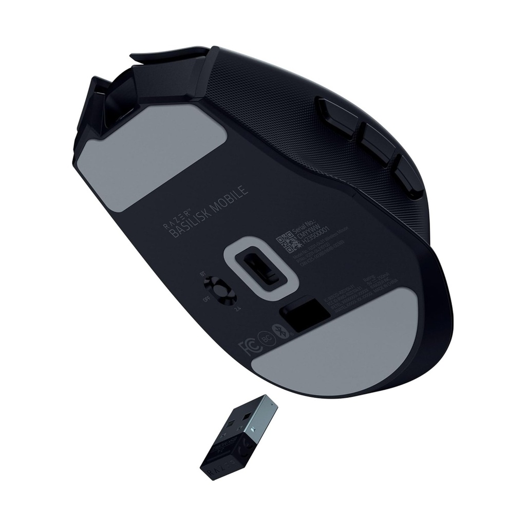 Razer Basilisk Mobile Portable Ergonomic Wireless/Bluetooth Gaming Mouse, Upto 105Hr, Focus X 18K Optical Sensor - Black