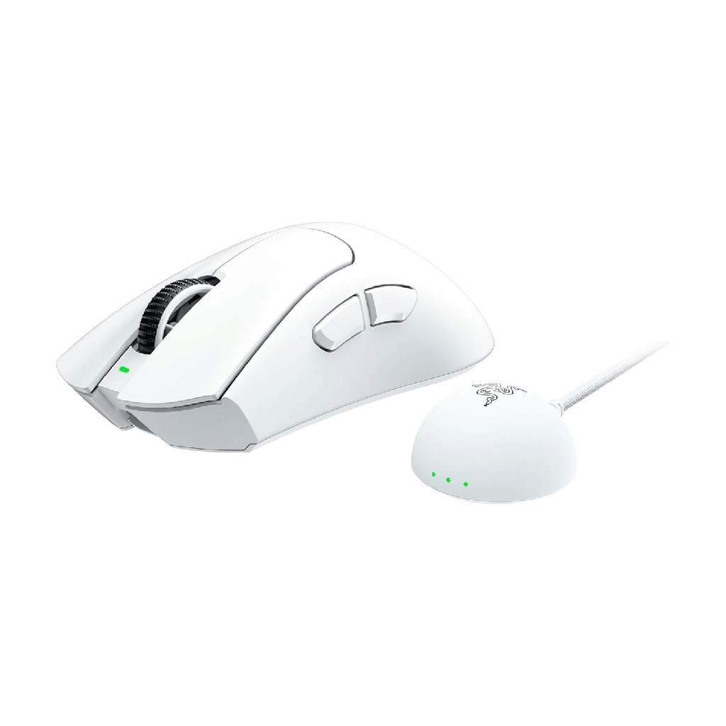 Razer DeathAdder V4 Pro Wireless Gaming Mouse: 56g Lightweight - HyperSpeed Wireless Gen-2 - Optical Scroll Wheel - Optical Switches Gen-4 - Focus Pro 45K Sensor Gen-2 - Up to 150 Hr Battery, White | RZ01-05330200-R3G1