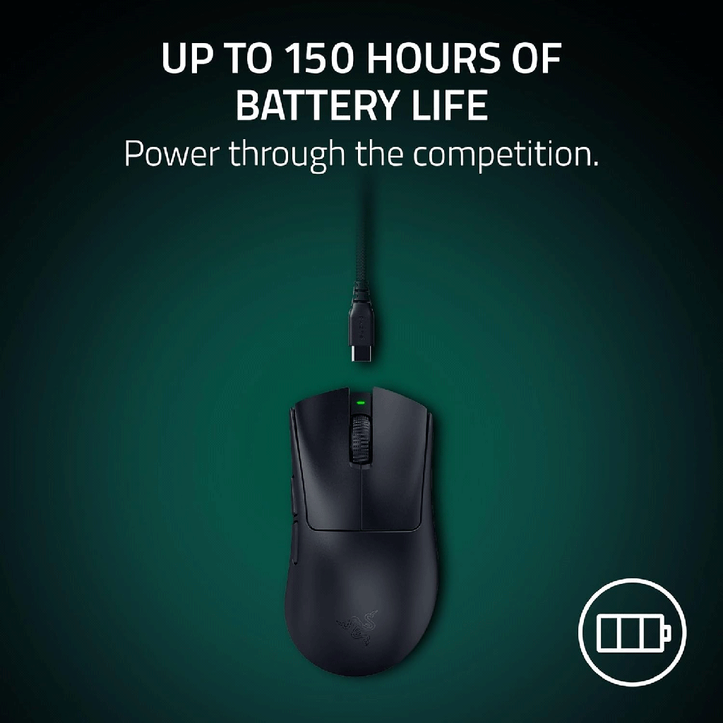 Razer DeathAdder V4 Pro Wireless Gaming Mouse: 56g Lightweight - HyperSpeed Wireless Gen-2 - Optical Scroll Wheel - Optical Switches Gen-4 - Focus Pro 45K Sensor Gen-2 - Up to 150 Hr Battery, Black | RZ01-05330100-R3G1