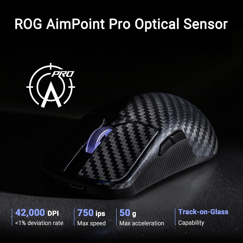 Asus Rog Harpe ACE Extreme Wireless Gaming Mouse Carbon Fiber Composite Shell, Upto 8000Hz Polling Rate 42,000 DPI - Black