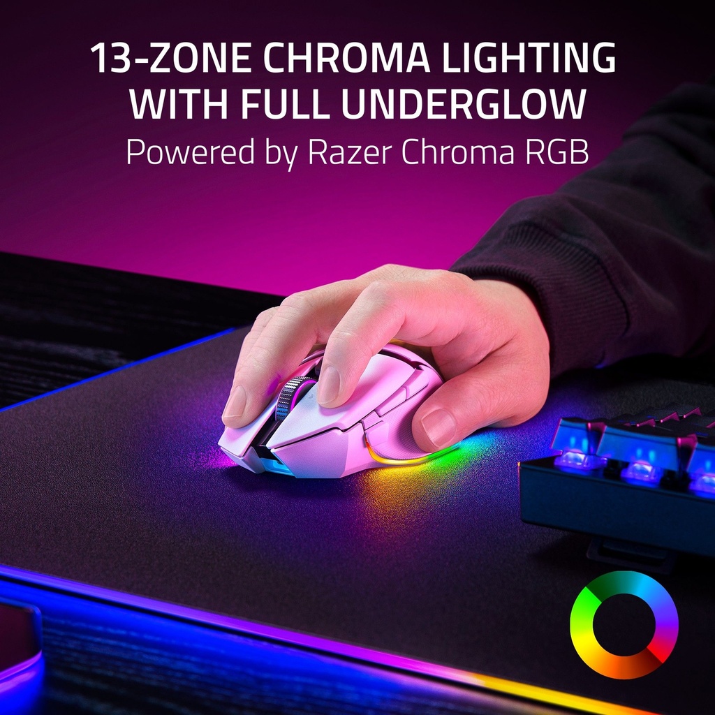 Razer Basilisk V3 Pro 35K Fully Customizable Wireless/ Bluetooth Wired Ergonomic Gaming Mouse, Focus Pro 35K Optical Gen-2 Sensor, Up to 210 Hrs on Bluetooth/145 Hrs on Wireless– White