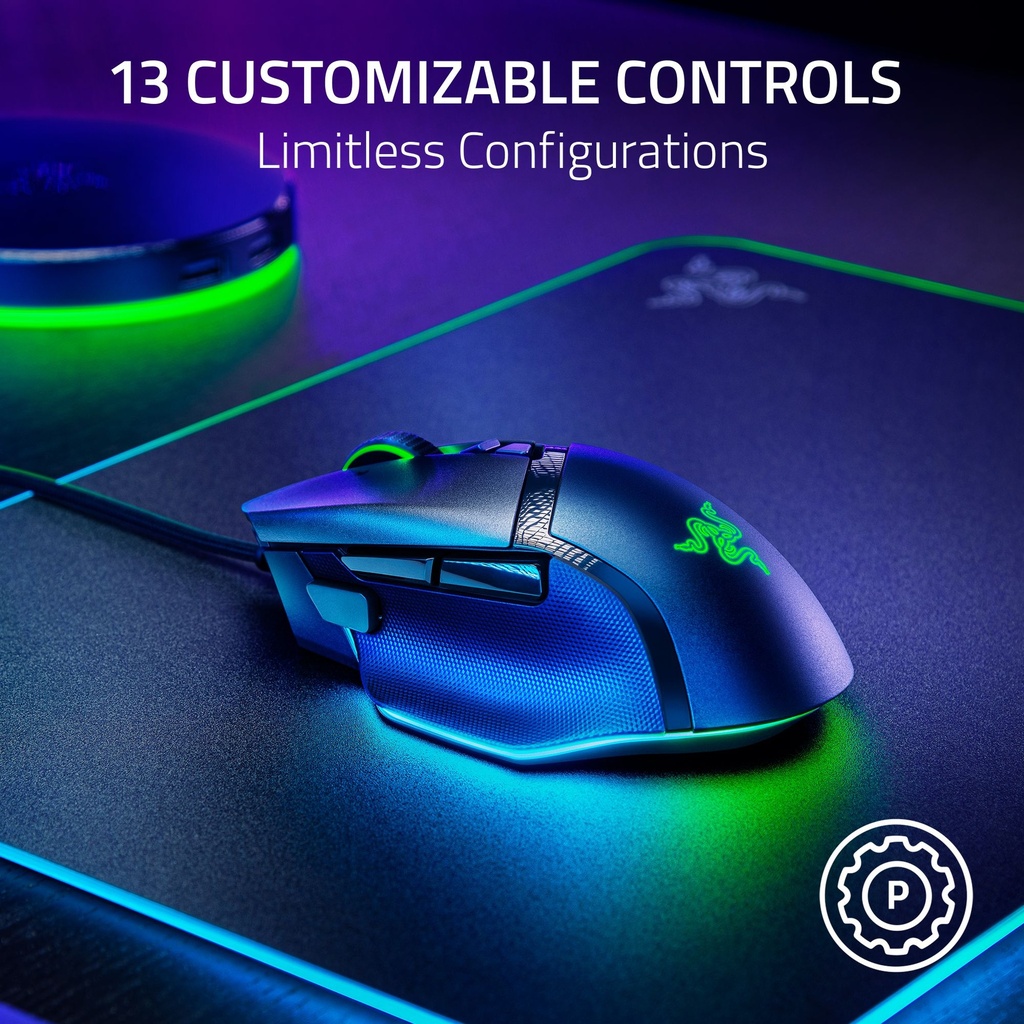 Razer Basilisk V3 35K Wired Ergonomic Gaming Mouse : HyperScroll Tilt Wheel, 35K DPI Optical Sensor Gen 2-13 Customizable Controls, Chroma RGB, Optical Switches Gen 3 - Black