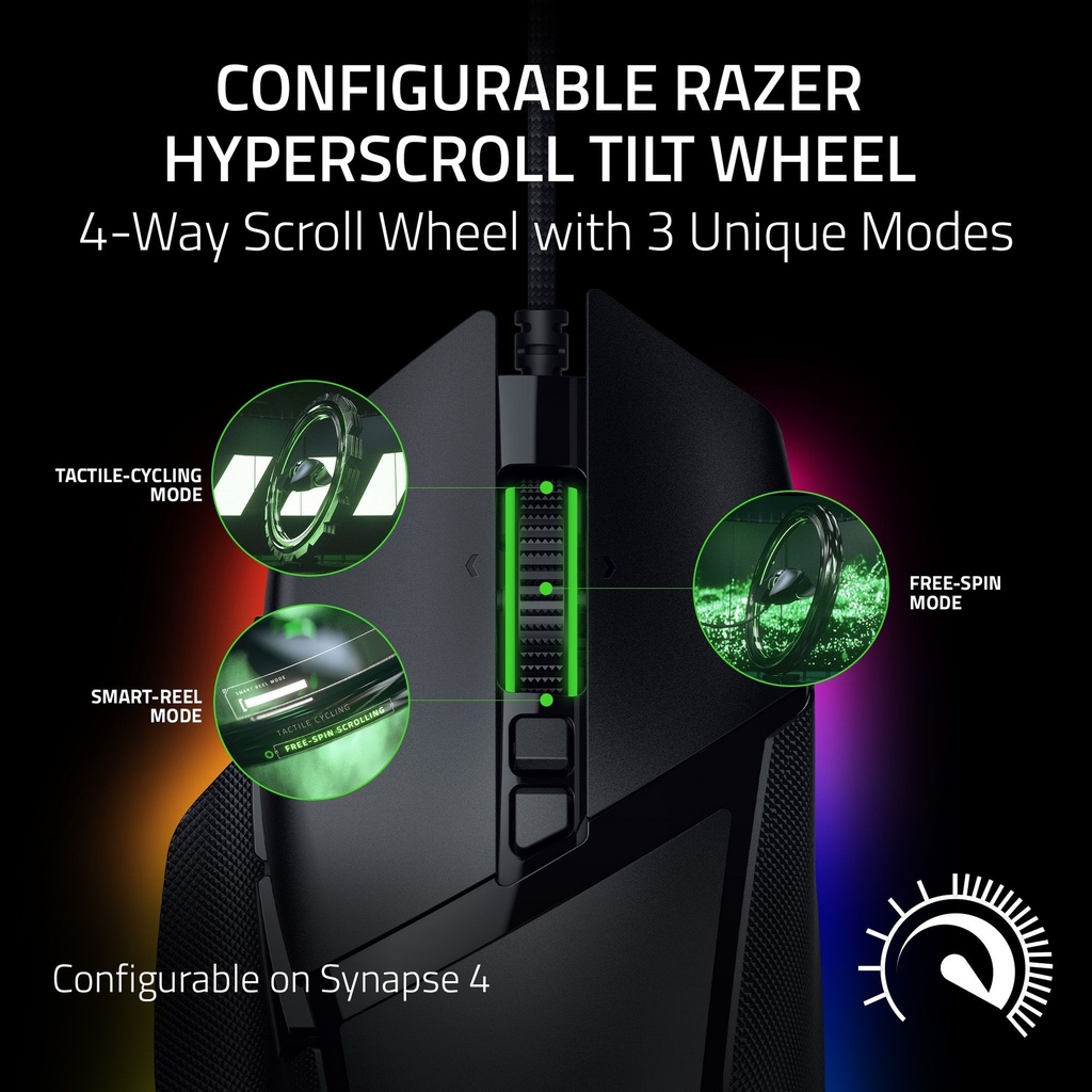 Razer Basilisk V3 35K Wired Ergonomic Gaming Mouse : HyperScroll Tilt Wheel, 35K DPI Optical Sensor Gen 2-13 Customizable Controls, Chroma RGB, Optical Switches Gen 3 - Black