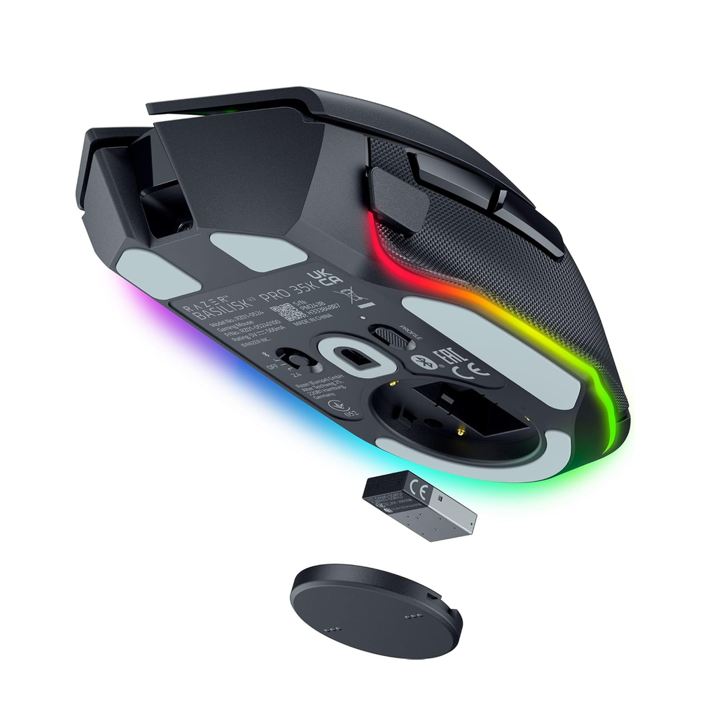 Razer Basilisk V3 Pro 35K Fully Customizable Wireless/ Bluetooth Wired Ergonomic Gaming Mouse, Focus Pro 35K Optical Gen-2 Sensor, Up to 210 Hrs on Bluetooth/145 Hrs on Wireless– Black