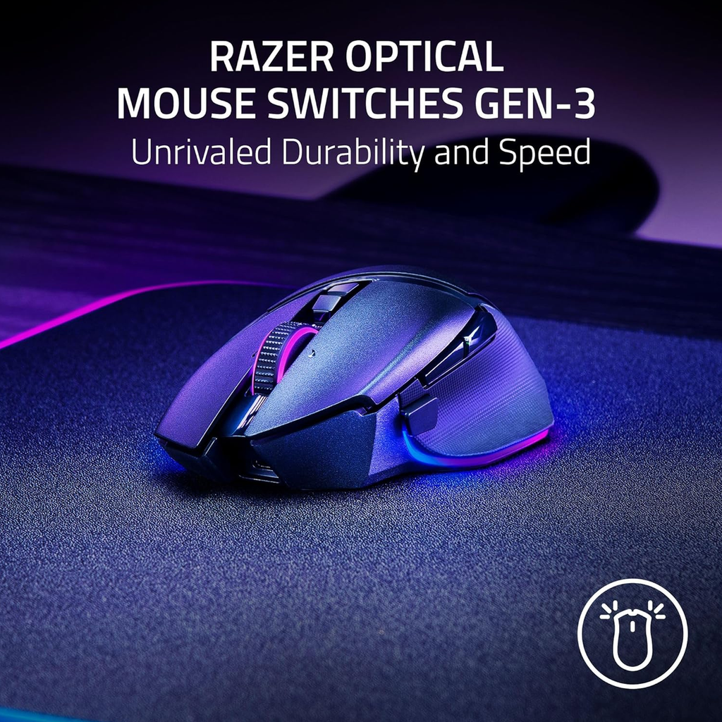 Razer Basilisk V3 Pro 35K Fully Customizable Wireless/ Bluetooth Wired Ergonomic Gaming Mouse, Focus Pro 35K Optical Gen-2 Sensor, Up to 210 Hrs on Bluetooth/145 Hrs on Wireless– Black