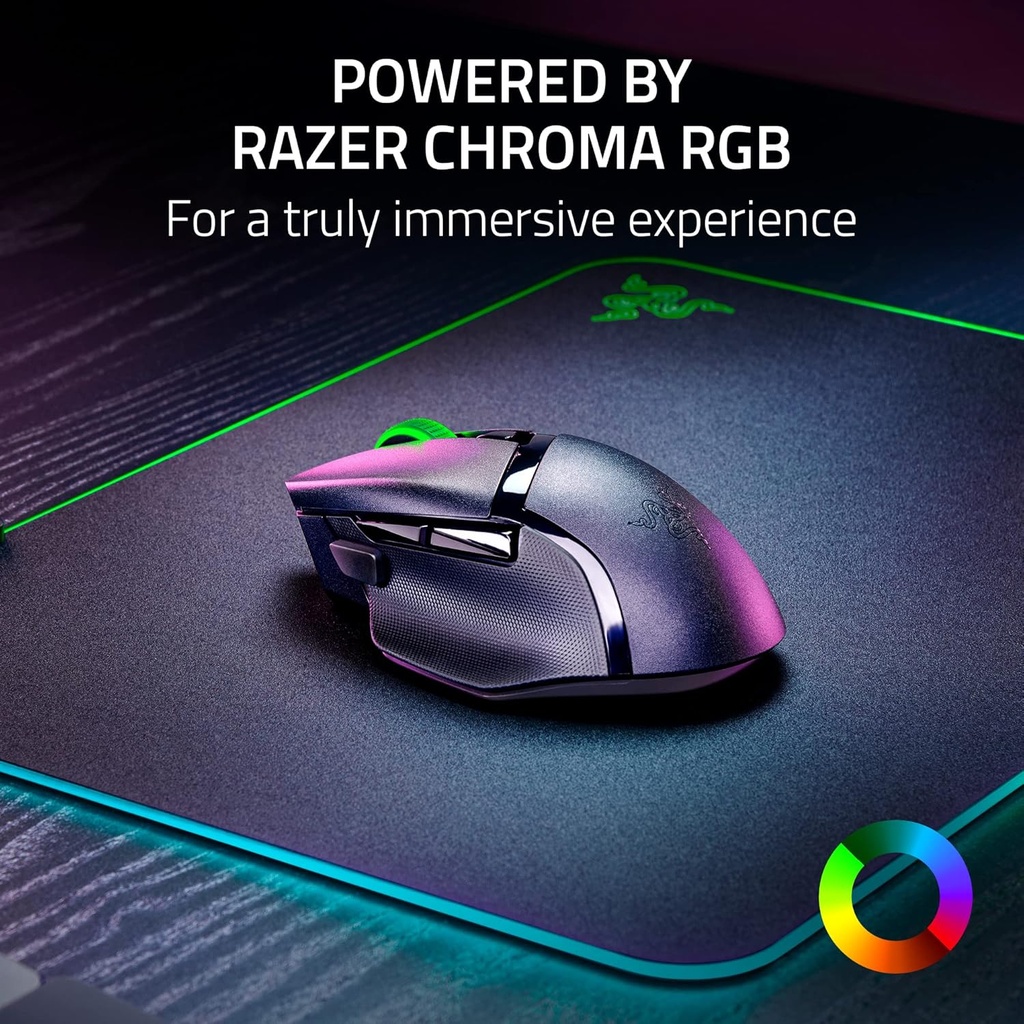 Razer Basilisk V3 X HyperSpeed Wireless/Bluetooth Gaming Mouse Mechanical Switches Gen-2-5G Advanced 18K Optical Sensor, Chroma RGB, 9 Programmable Controls, 535 Hr Battery - Black